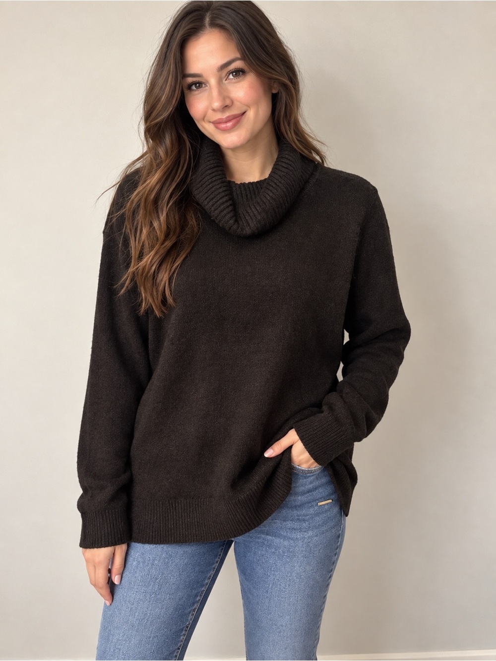Anne Klein Cozy Cowl Neck Sweater - Chocolate Brown NWT Women’s Size XL